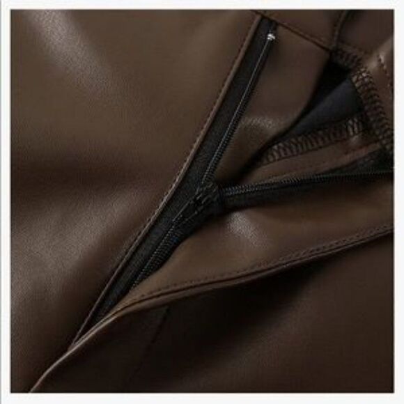 NEW Leather High Waist Straight Pants - Picture 5 of 8